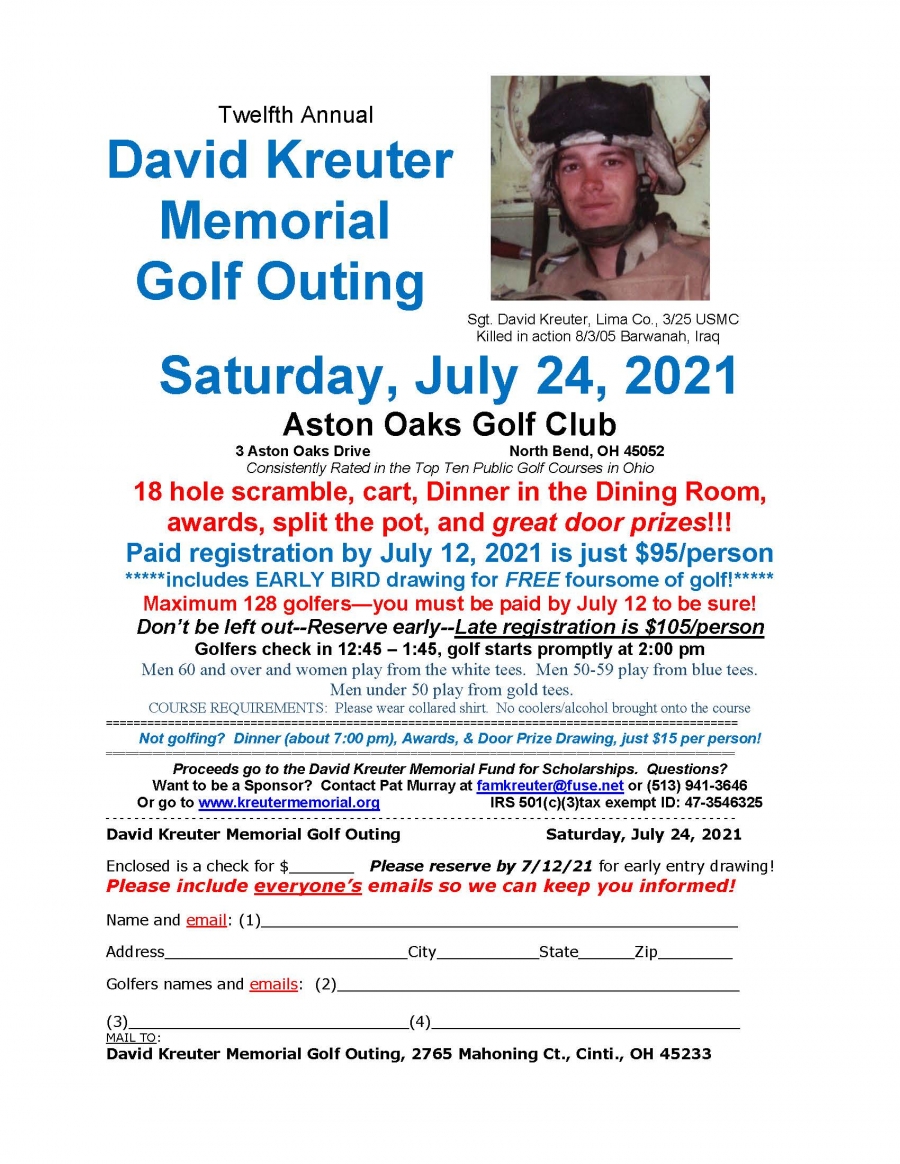 David Kreuter Memorial Golf Outing Flyer